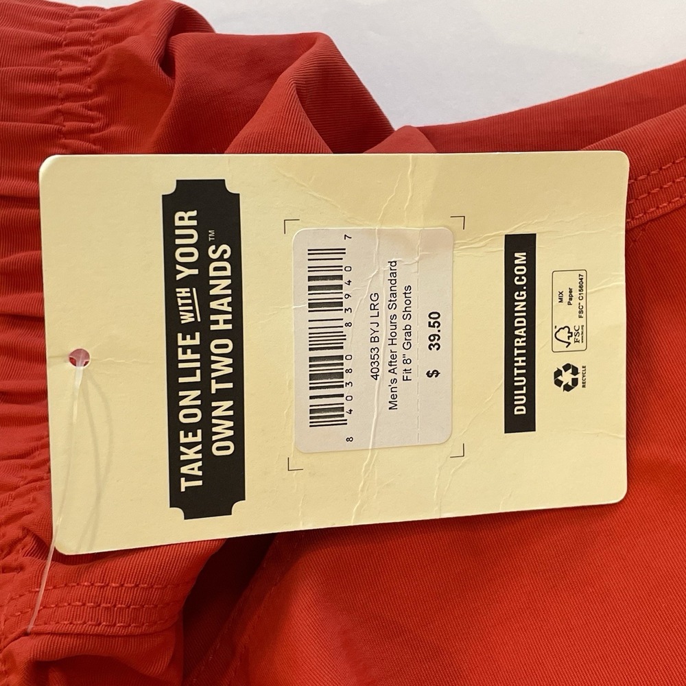 NEW Duluth Trading After Hours Grab Shorts Mens Large 8" In Red Standard Fit - Picture 5 of 10